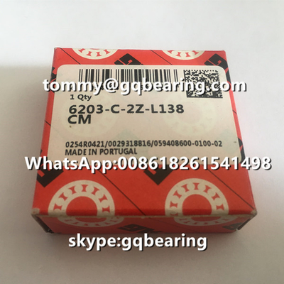 البرتغال الأصلي FAG 6203-C-2Z-L138 CM محامل كرة حفرة عميقة 6203-C-2Z محامل